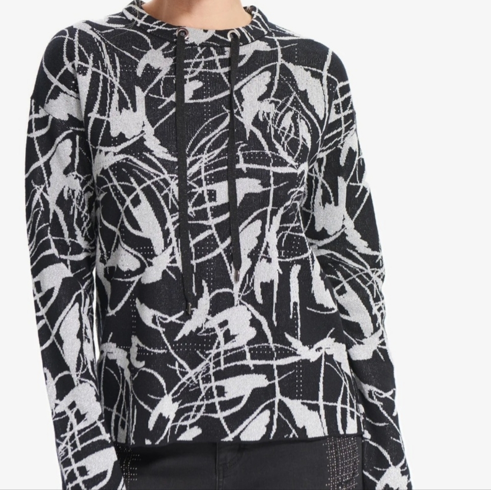 Joseph Ribkoff silver metallic jacquard sweater - Picture 7 of 8